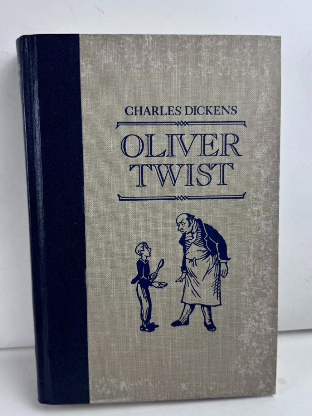 Vintage Oliver Twist Charles Dickens Hardcover Book Navy Blue Tan Cloth Classic